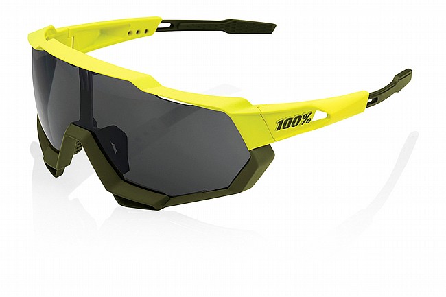 100% Speedtrap Sunglasses Soft Tact Banana - Black Mirror Lens