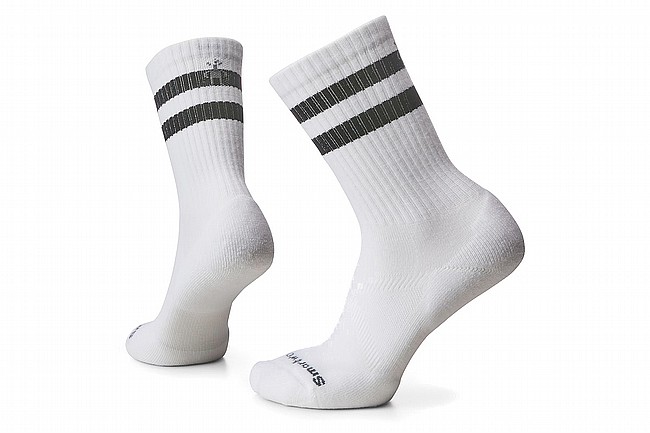 Smartwool Mens Athletic Stripe Crew Socks White