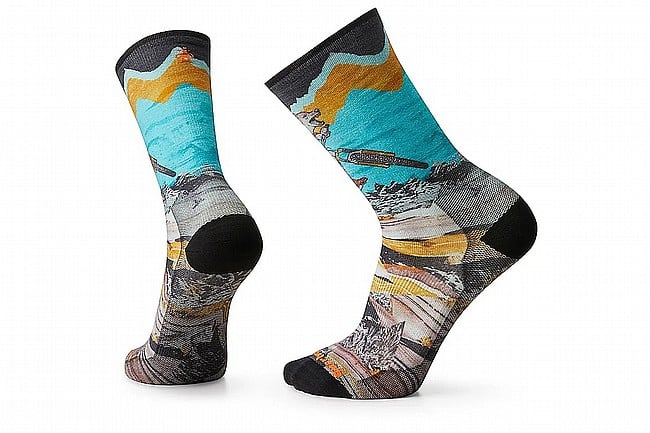 Smartwool Cycle Zero Cushion Print Crew Socks Wolf Print Multicolor