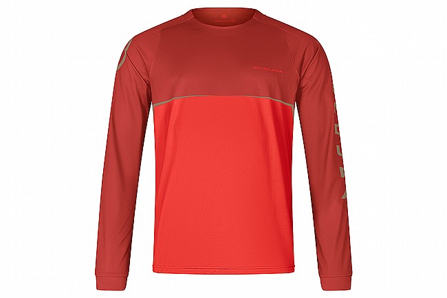Endura Mens CORE Printed LS Tee Flame Red