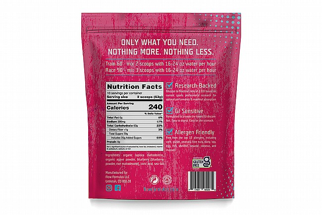 Flow Formulas Endurance Drink Mix (10 Servings Bag) Blueberry Agave