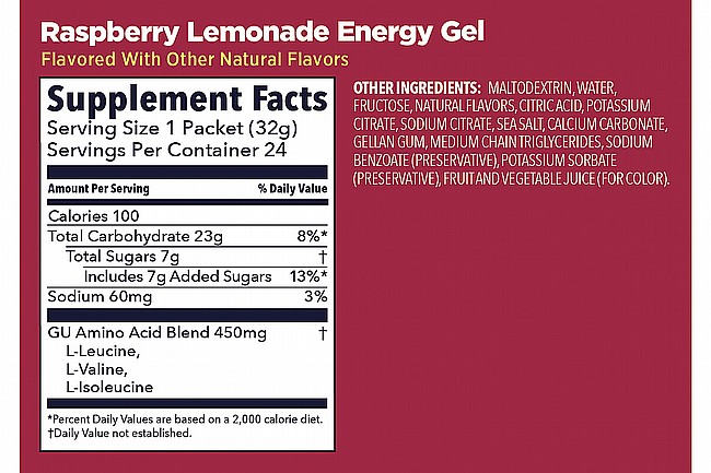 GU Energy Gels (Box of 24) Raspberry Lemonade