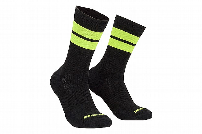 Pearl Izumi Mens Merino Trail 7Inch Cycling Sock Black/Screaming Yellow