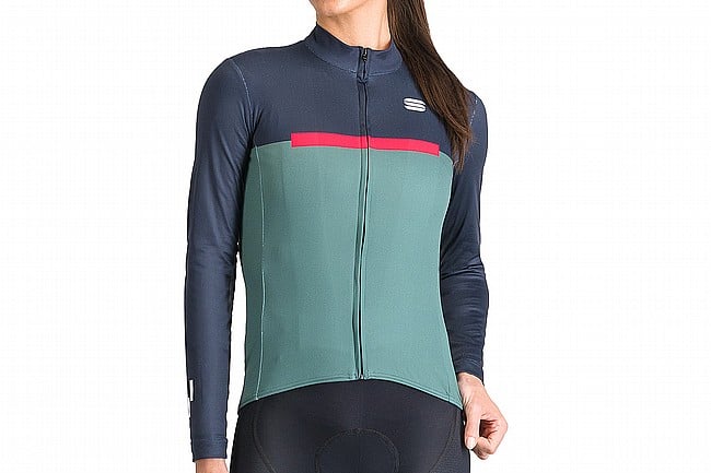 Sportful Womens Pista Thermal Jersey Shrub Green Blue Pink