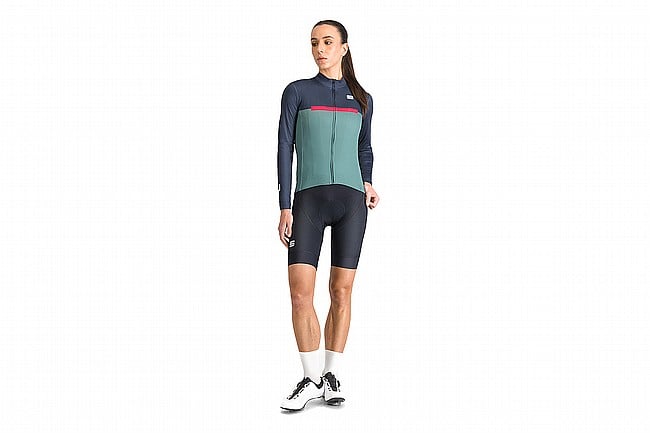 Sportful Womens Pista Thermal Jersey Shrub Green Blue Pink