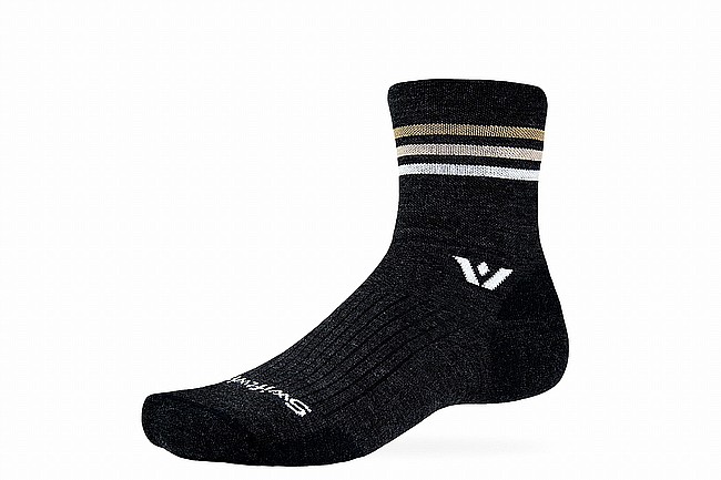 Swiftwick Pursuit Quarter Crew - Stripes Coal Tan Stripe