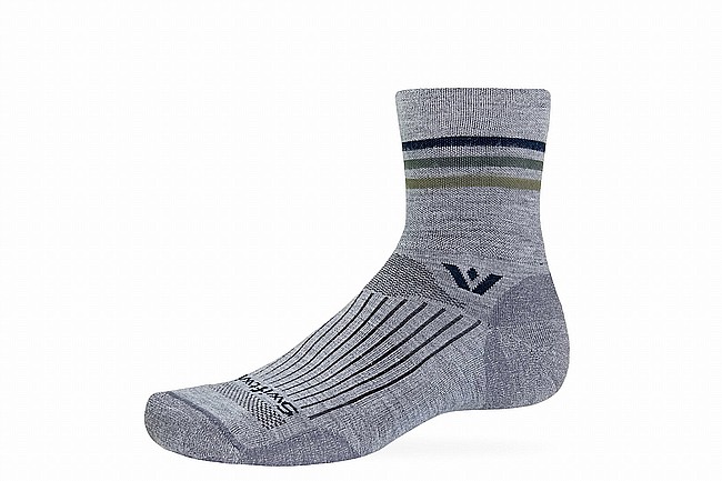 Swiftwick Pursuit Quarter Crew - Stripes Heather Green Stripe