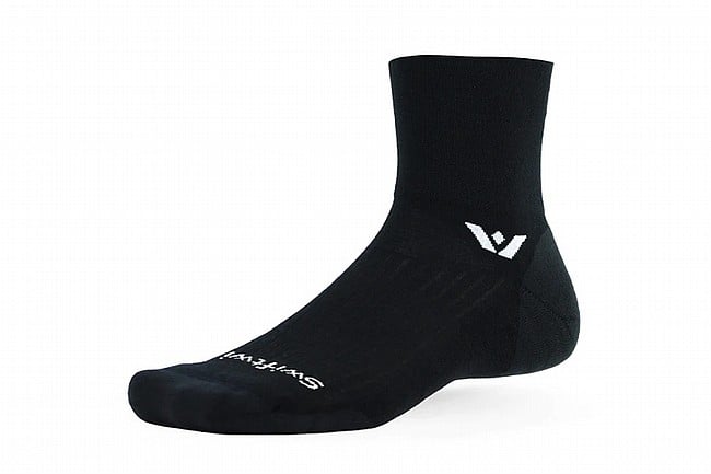 Swiftwick Pursuit Quarter Crew High Merino Wool Sock Black