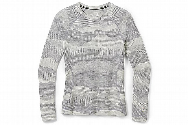 Smartwool Womens Merino 250 Base Layer Pattern Crew Light Grey Mountain Scape