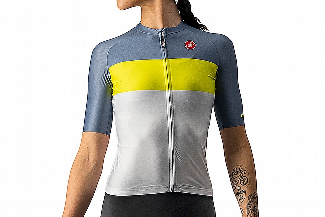 Castelli Womens Aero Pro Jersey (2022) Silver Gray/Sulphur-Light Steel Blue