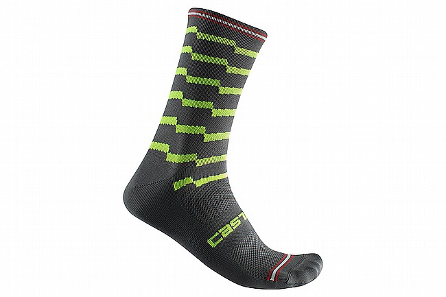 Castelli Mens Unlimited 18 Sock Dark Gray/Electric Lime