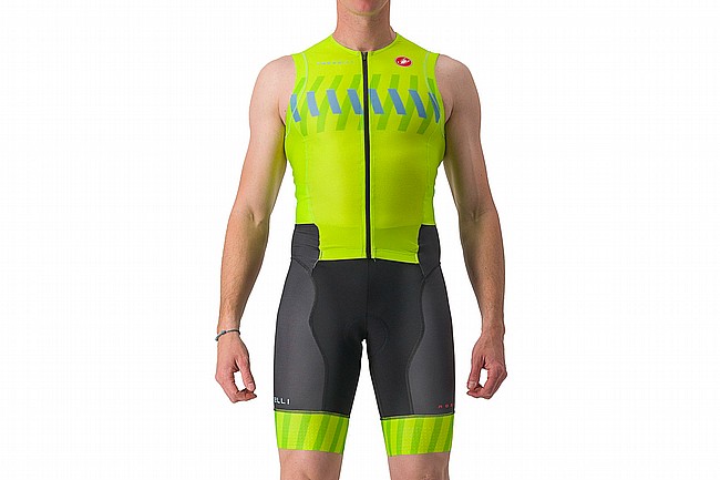 Castelli Mens Free Sanremo 2 Tri Suit Sleeveless Electric Lime/Niagara Blue
