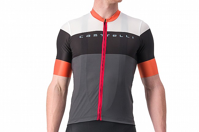 Castelli Mens Sezione Jersey Dark Gray/Black-Scarlet Ibis