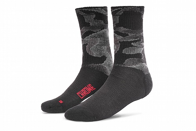 Chrome Crew Length Merino Wool Sock Grey Camo