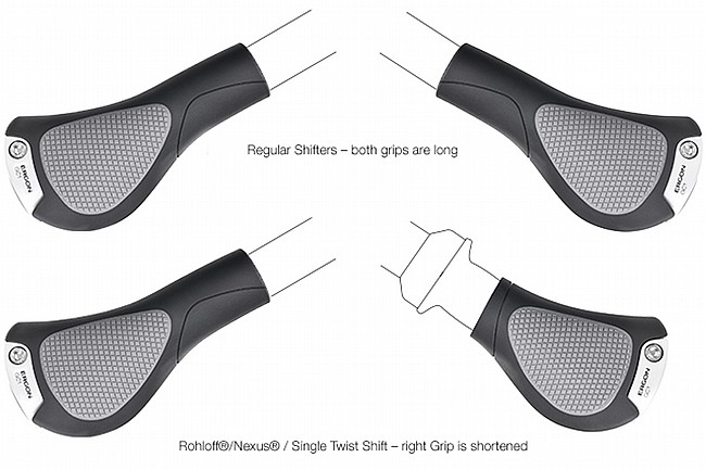 Ergon GC1 Grips Standard on Top, Grip Shift on Bottom