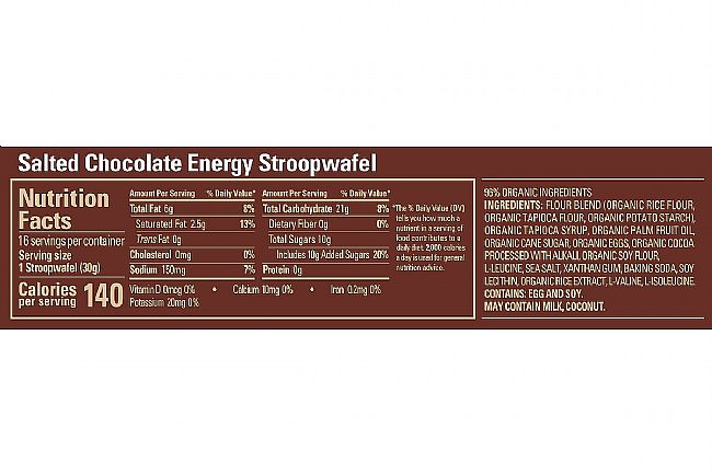 GU Energy Stroopwafel (Box of 16) Salted Chocolate (GF) Nutrition Facts