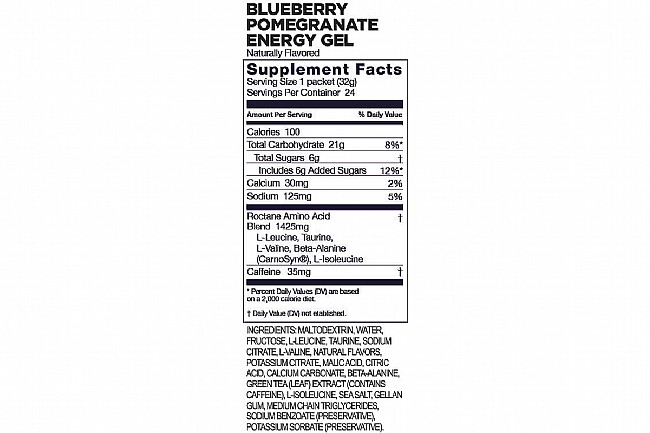 GU Roctane Energy Gel (Box of 24) Blueberry Pomegranate Nutrition Facts