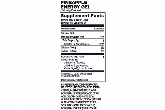 GU Roctane Energy Gel (Box of 24) Pineapple Nutrition Facts