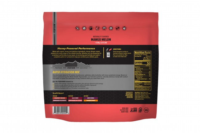 Honey Stinger Rapid Hydration (24 Servings)  Perform - Mango Melon w/ Caffeine 