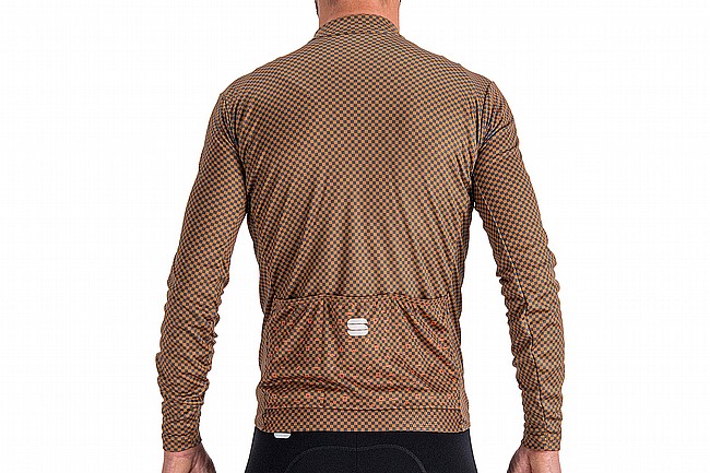 Sportful Mens Checkmate Thermal Jersey Leather Anthracite Pompelmo