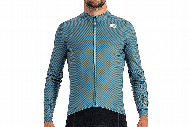 Sportful Mens Checkmate Thermal Jersey Berry Blue Beetle Cedar